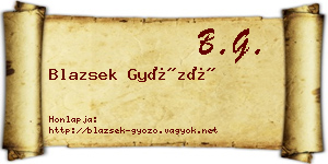 Blazsek Győző névjegykártya